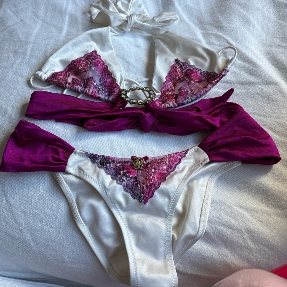Beach Bunny White and Purple Bikini!